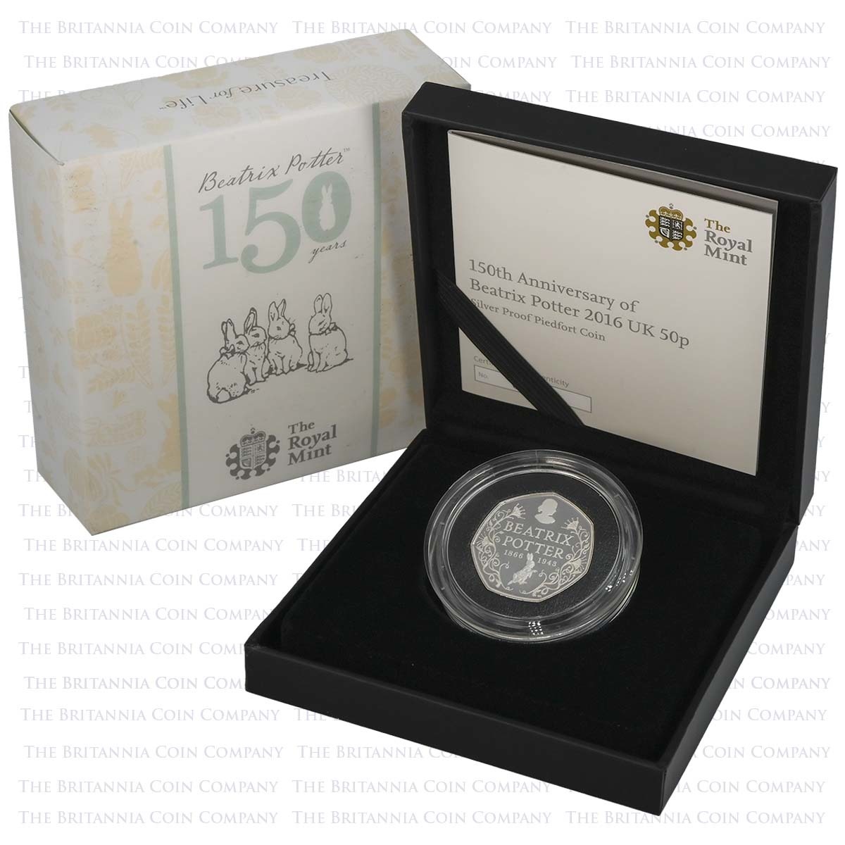UK16BPPF 2016 Beatrix Potter 150th Anniversary 50p Piedfort Silver Proof Boxed