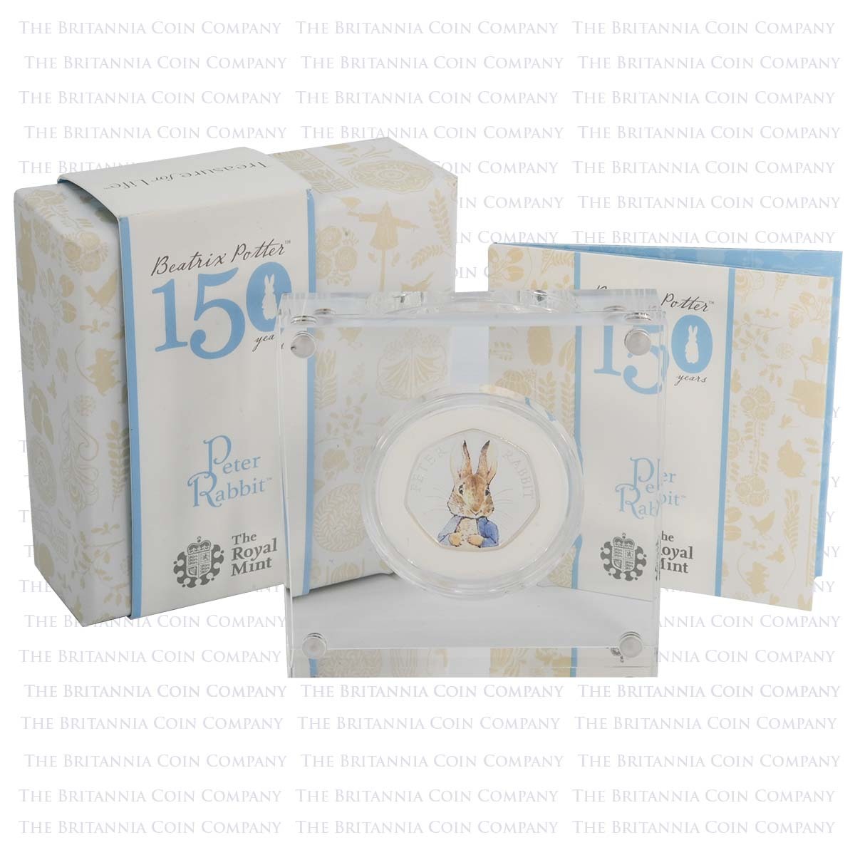 UK16BPRS 2016 Beatrix Potter Peter Rabbit Fifty Pence Colour Printed Silver Proof Coin Boxed