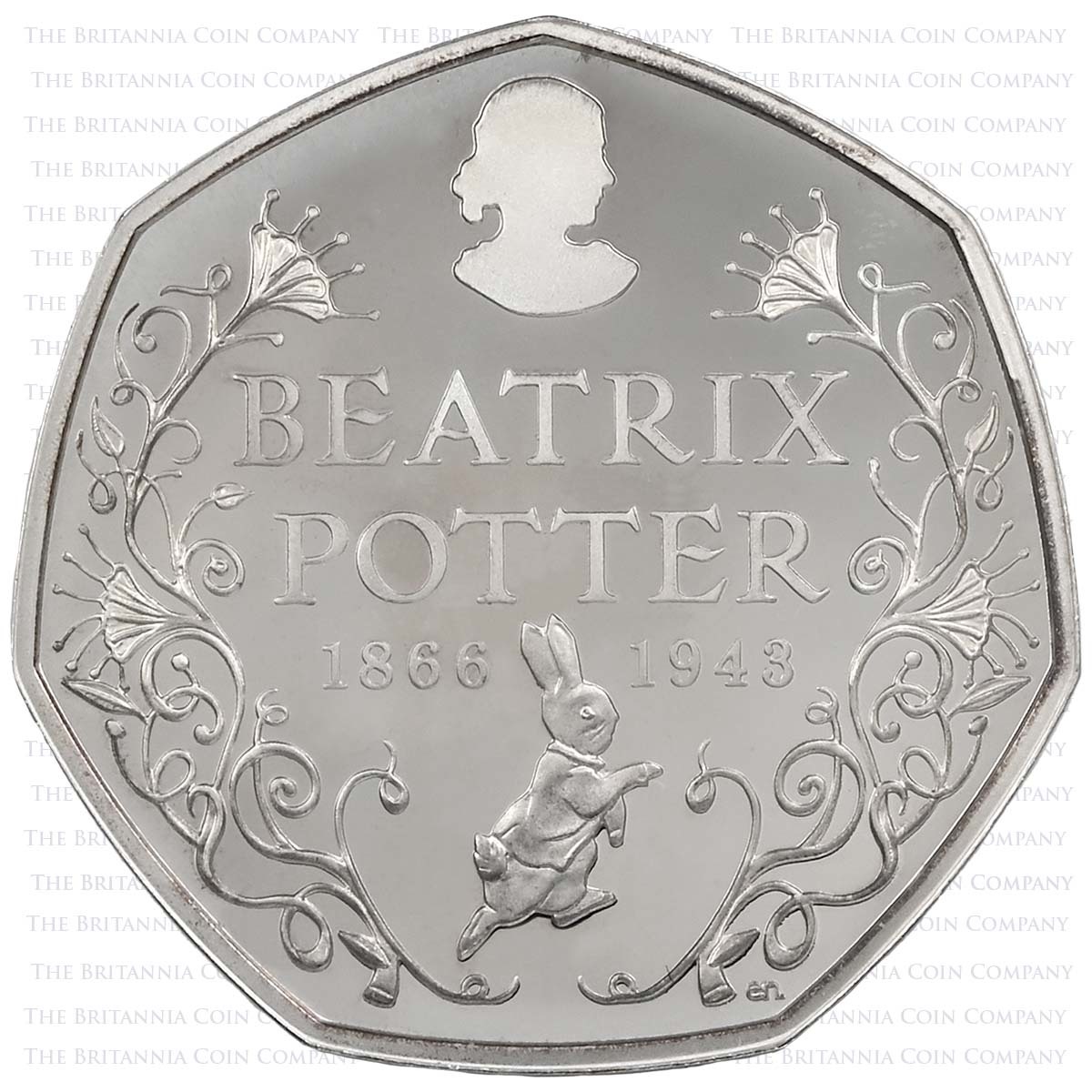UK16BPSP 2016 Beatrix Potter 150th Anniversary 50p Silver Proof Reverse