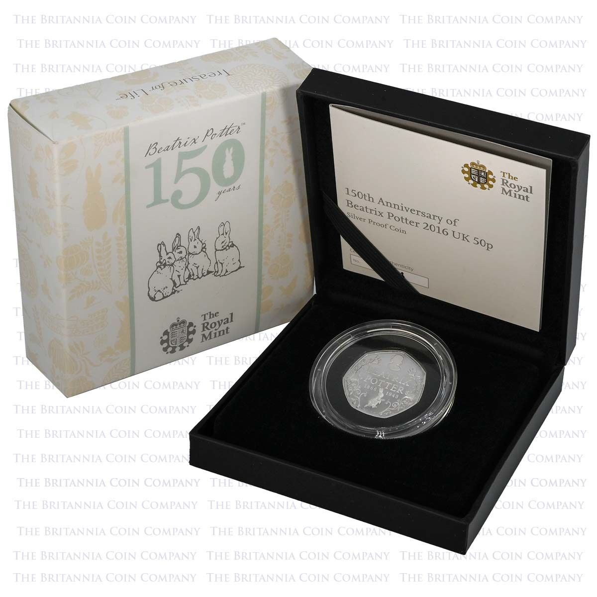 UK16BPSP 2016 Beatrix Potter 150th Anniversary Fifty Pence Silver Proof Coin Boxed