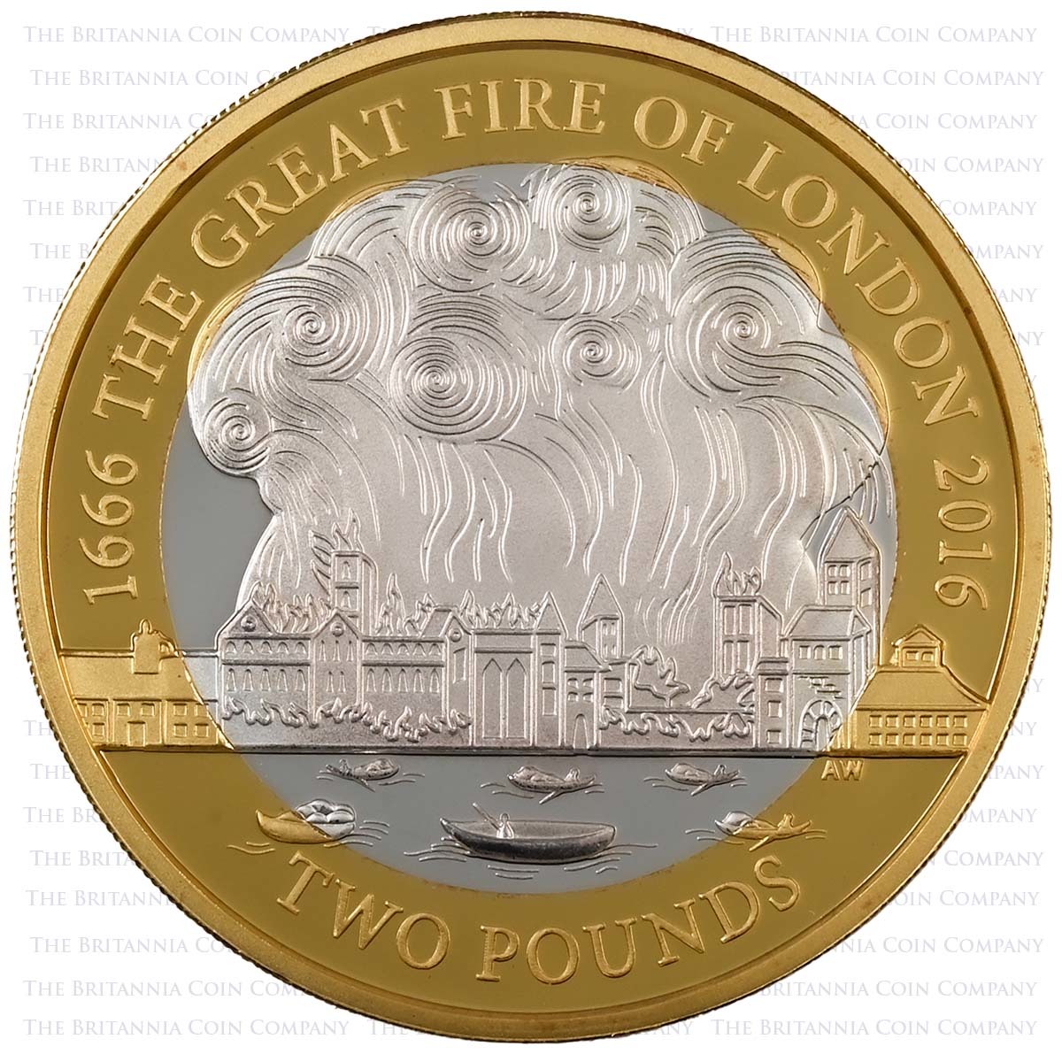 UK16GFPF 2016 Great Fire of London £2 Piedfort Silver Proof Reverse