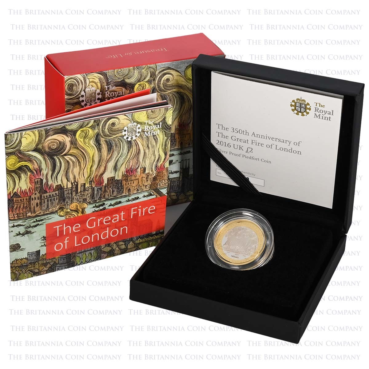 UK16GFPF 2016 Great Fire of London £2 Piedfort Silver Proof Boxed