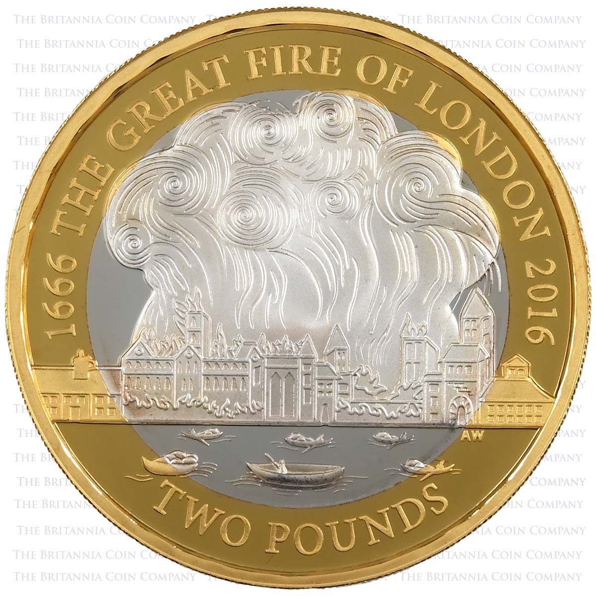 UK16GFSP 2016 Great Fire Of London 1666 Two Pound Silver Proof Coin Reverse
