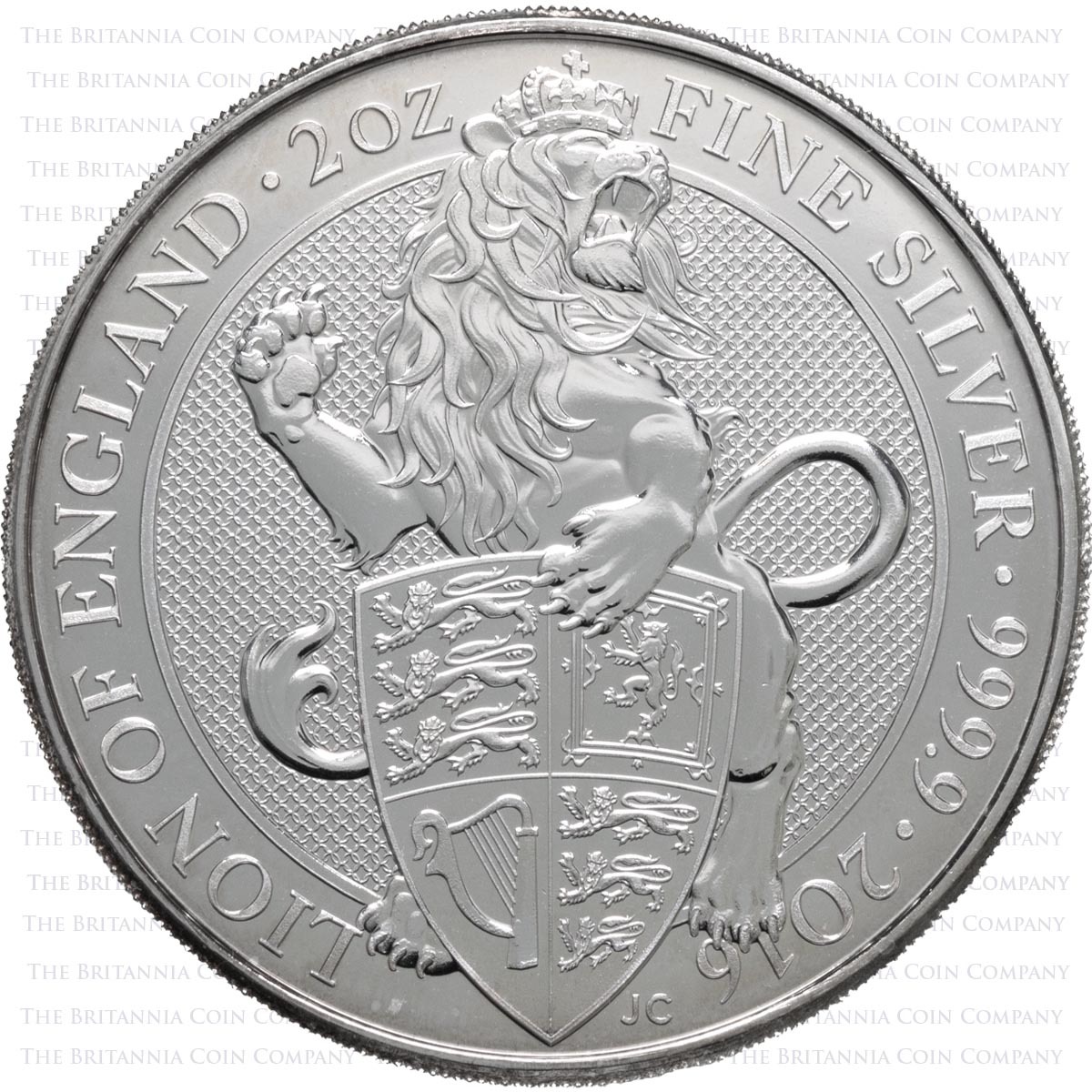 2016 Queen's Beasts Lion Of England Two Ounce Silver Bullion Coin Reverse