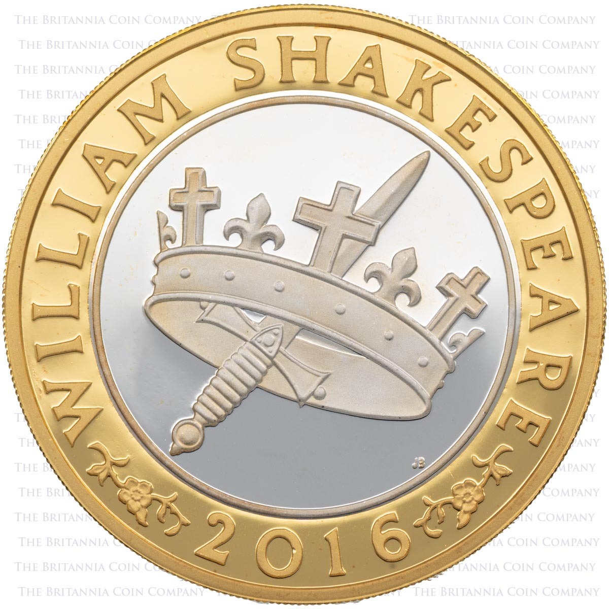 Reverse of the 2016 Shakespeare’s Histories Two Pound Piedfort Silver Proof Coin
