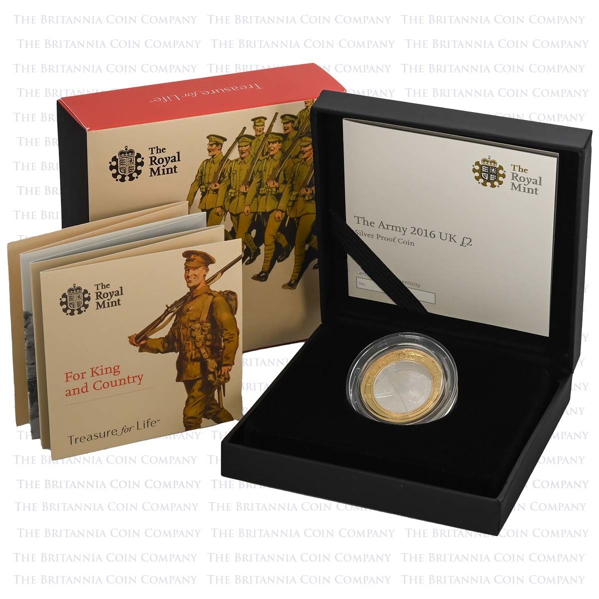 UK16W1SP 2016 The Army WW1 £2 Silver Proof Boxed
