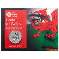 UK16WF20 2016 Welsh Dragon Pride Of Wales Twenty Pound Silver Brilliant Uncirculated Coin In Folder Thumbnail