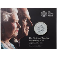 UK1720PW 2017 Platinum Wedding Queen Elizabeth II Prince Philip Duke Of Edinburgh Twenty Pound Brilliant Uncirculated Coin In Folder Thumbnail