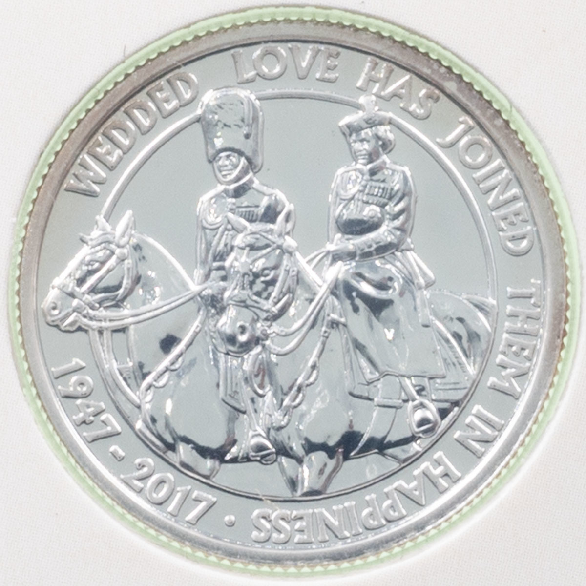 UK1720PW 2017 Platinum Wedding Queen Elizabeth II Prince Philip Duke Of Edinburgh Twenty Pound Brilliant Uncirculated Coin In Folder Reverse