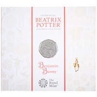 UK17BBBU 2017 Beatrix Potter Benjamin Bunny Fifty Pence Brilliant Uncirculated Coin In Folder Thumbnail