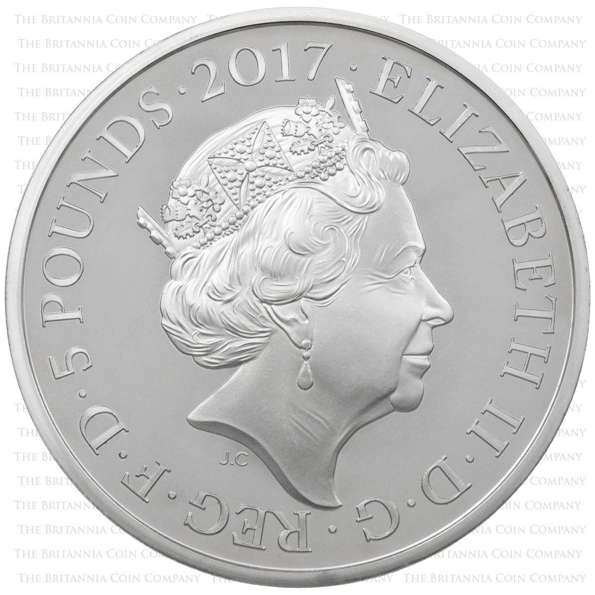 Obverse of 2017 Gas Five Pound Silver Proof First World War Coin