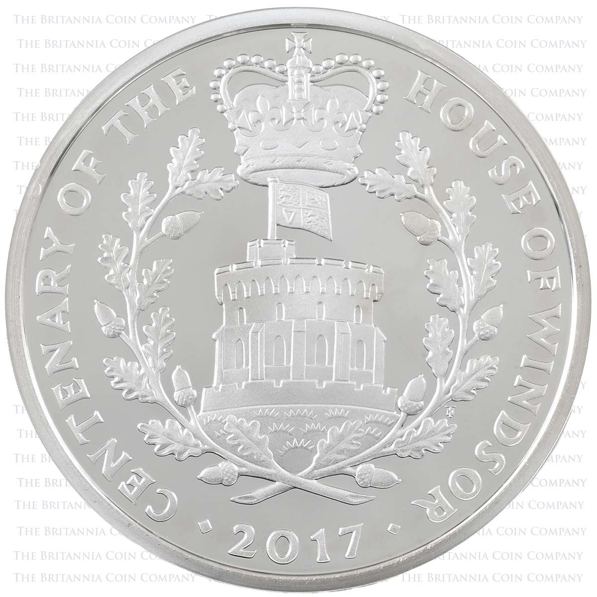 UK17HWPF 2017 House of Windsor £5 Piedfort Silver Proof Reverse