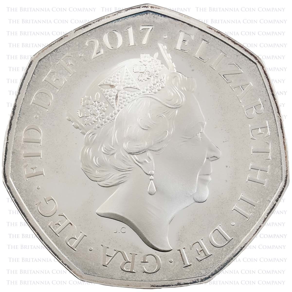 2017 Sir Isaac Newton 50p Piedfort Silver Proof Obverse