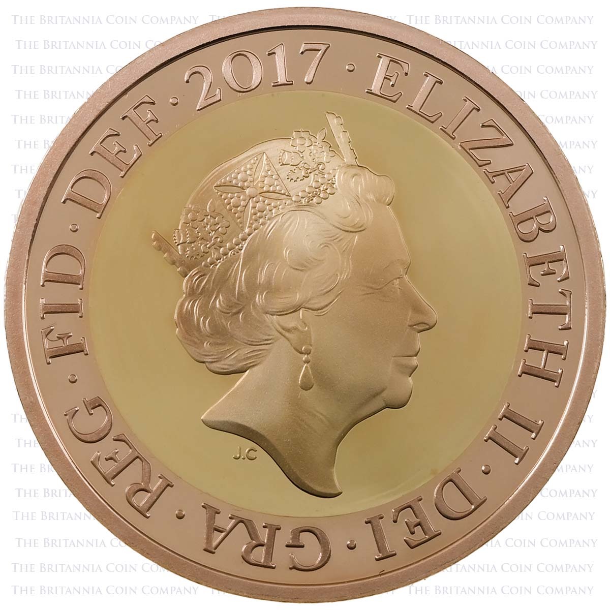UK17JAGP 2017 Jane Austen £2 Gold Proof Obverse