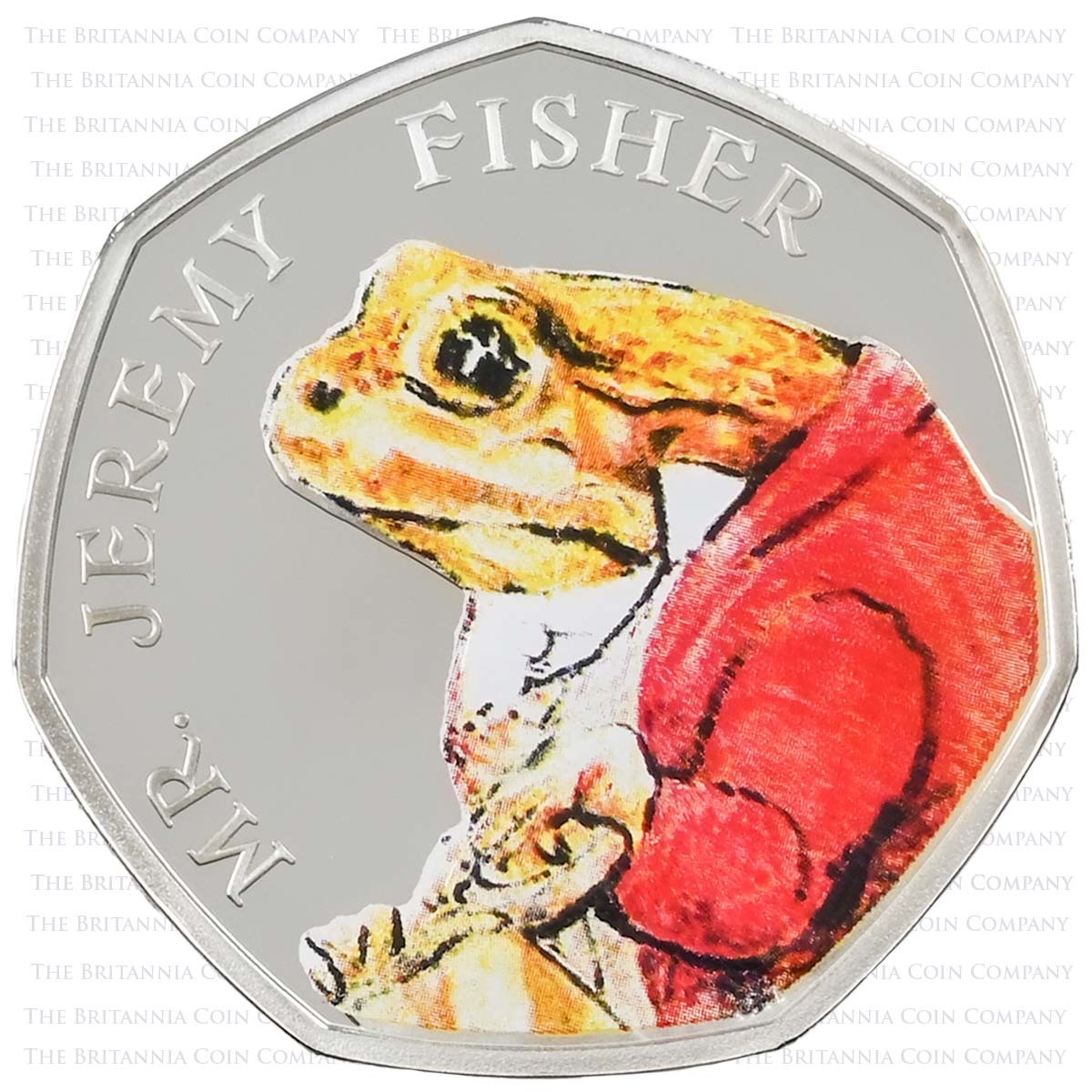 UK17JFSP 2017 Beatrix Potter Mr Jeremy Fisher Fifty Pence Colour Printed Silver Proof Coin Reverse