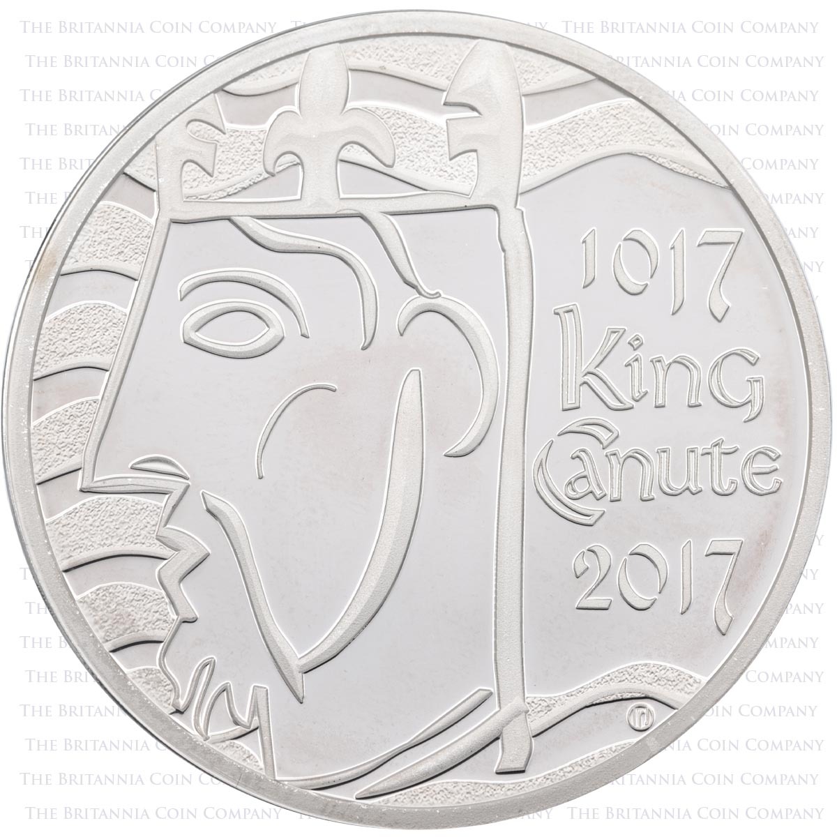 Reverse of UK17KCPF 2017 Coronation Of King Canute Five Pound Crown Piedfort Silver Proof Coin