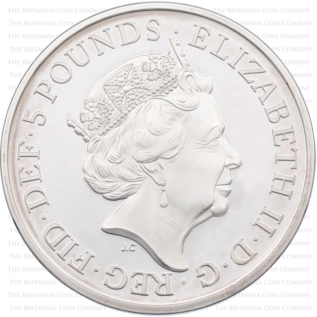 UK17KCPF 2017 Coronation Of King Canute Five Pound Crown Piedfort Silver Proof Coin obverse