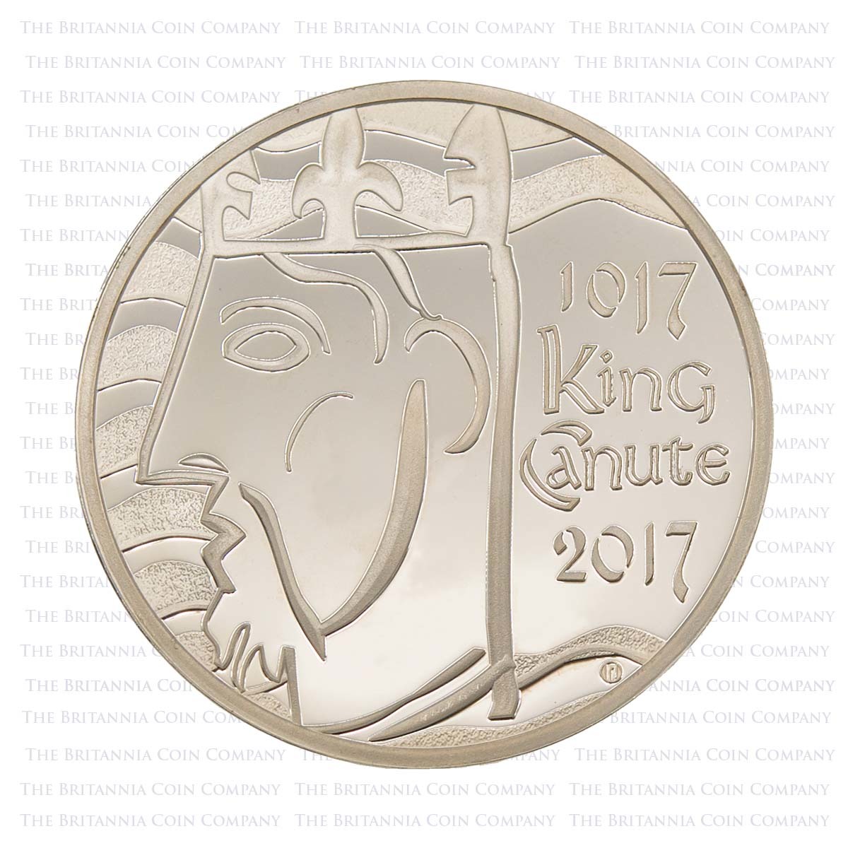 UK17KCSP 2017 King Canute Coronation 1017 £5 Crown Silver Proof Reverse.