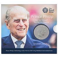 UK17PPBU 2017 Prince Philip Duke Of Edinburgh Life Of Service Five Pound Crown Brilliant Uncirculated Coin In Folder Thumbnail