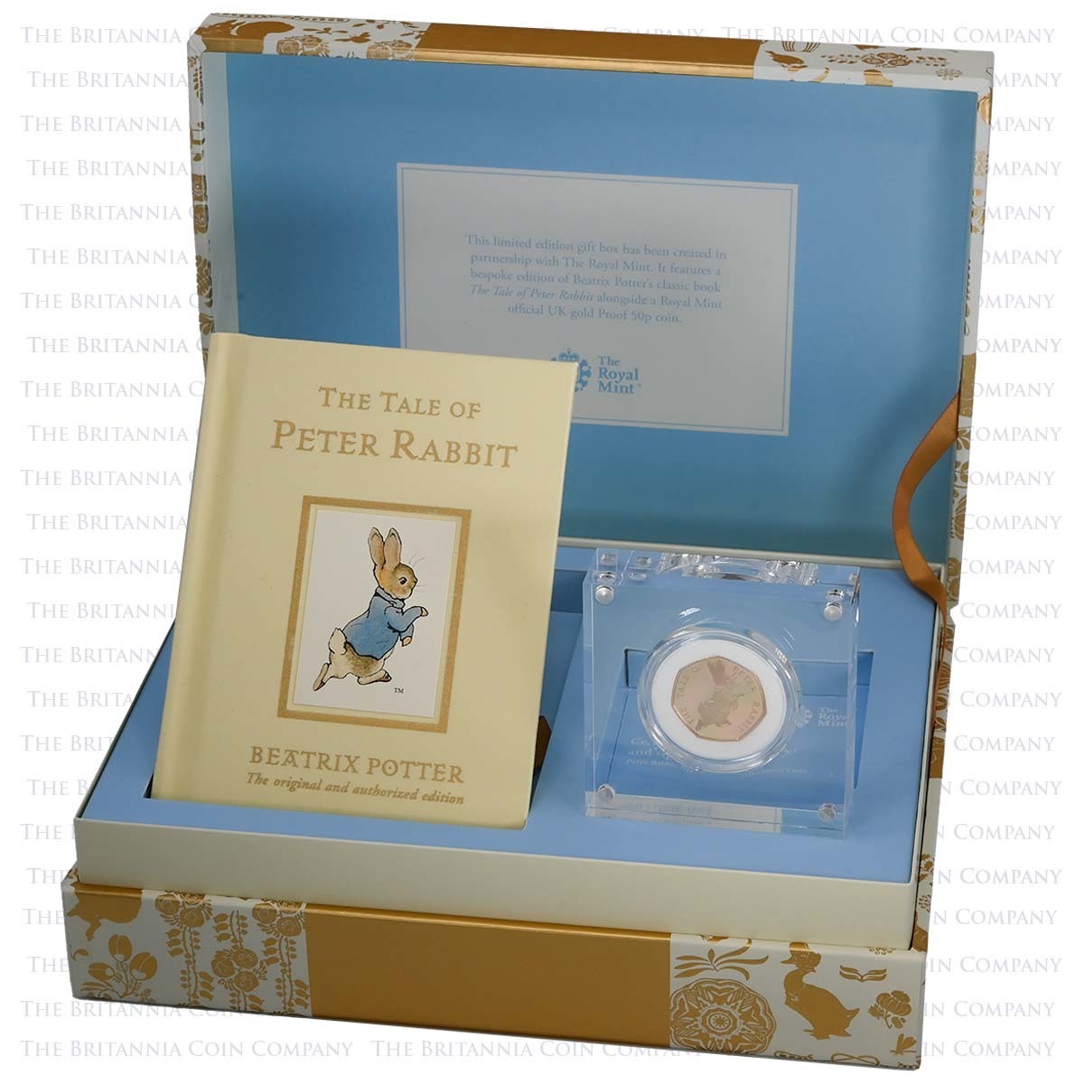 UK17PRGP 2017 Beatrix Potter Peter Rabbit 50p Gold Proof Book Gift Set Boxed