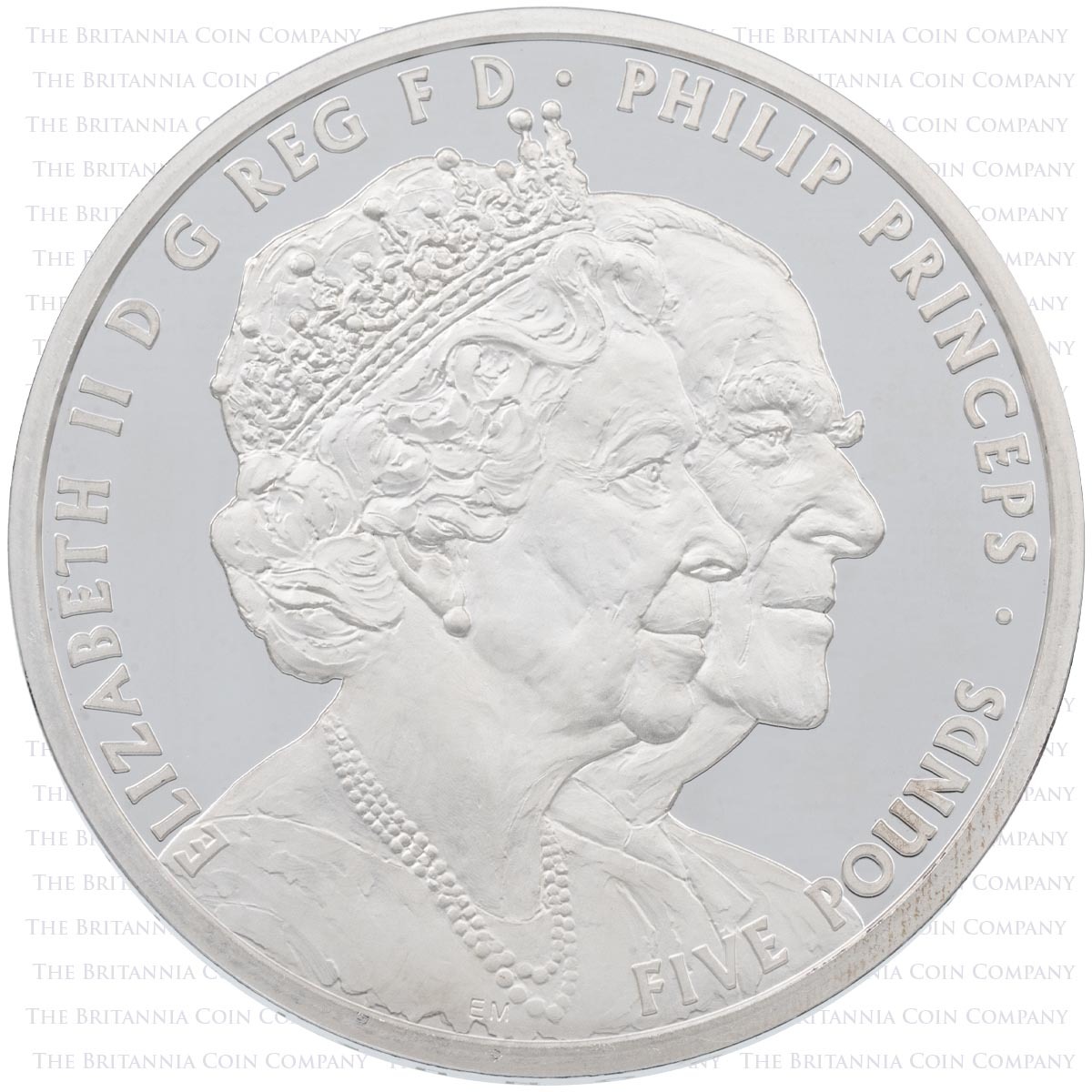 2017 Platinum Wedding Anniversary Five Pound Crown Piedfort Silver Proof Coin obverse