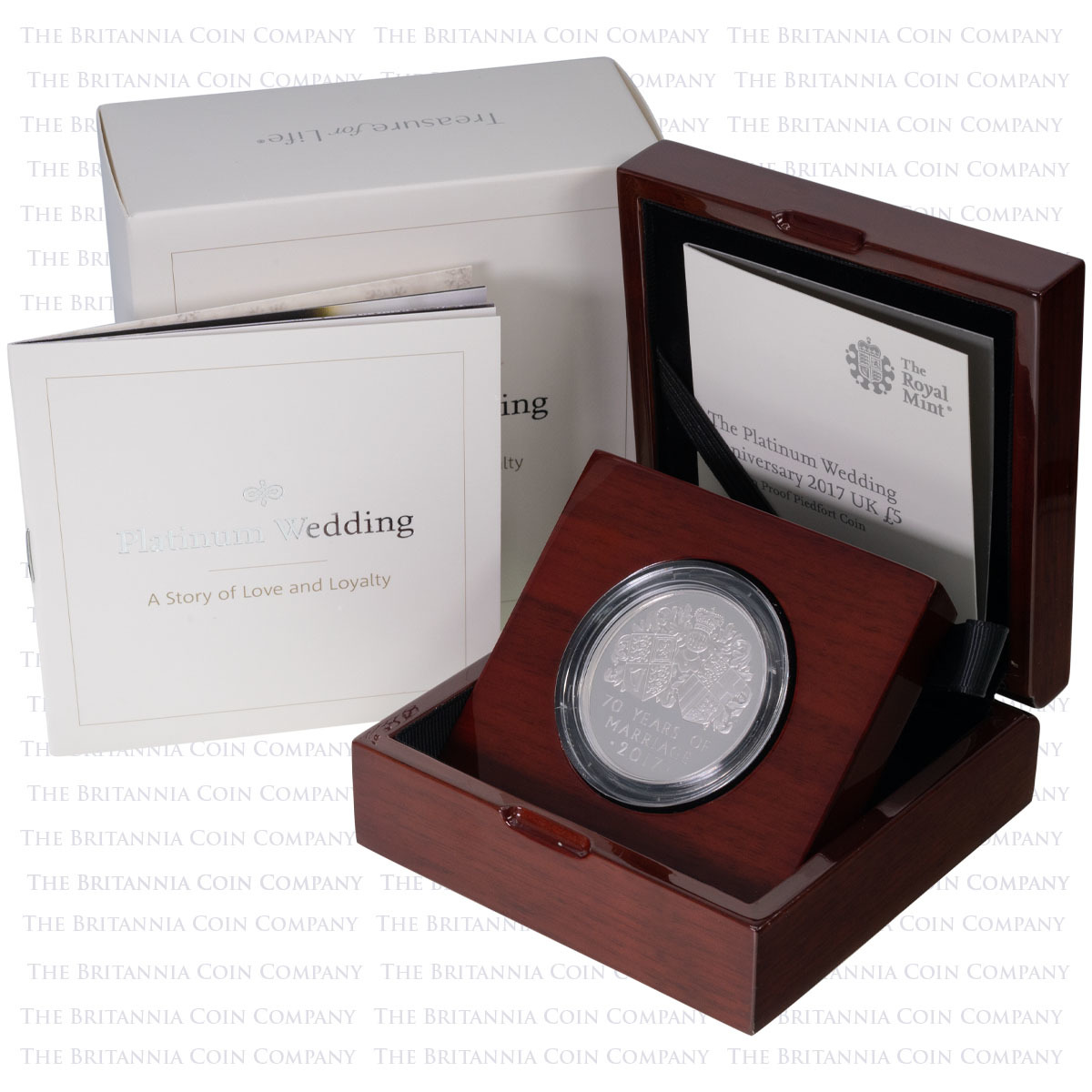 2017 Platinum Wedding Anniversary Five Pound Piedfort Platinum Proof Coin Boxed