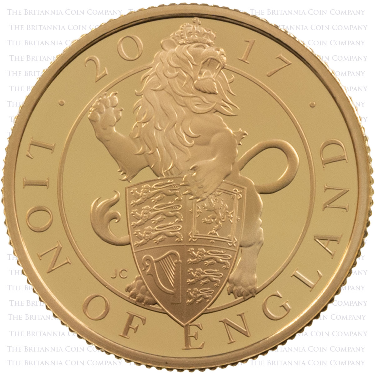 UK17QBQO 2017 Queen's Beasts Lion Of England Quarter Ounce Gold Proof Coin Reverse
