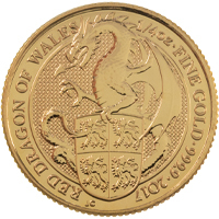 2017 Queen's Beasts Red Dragon Of Wales Quarter Ounce Gold Bullion Coin Thumbnail