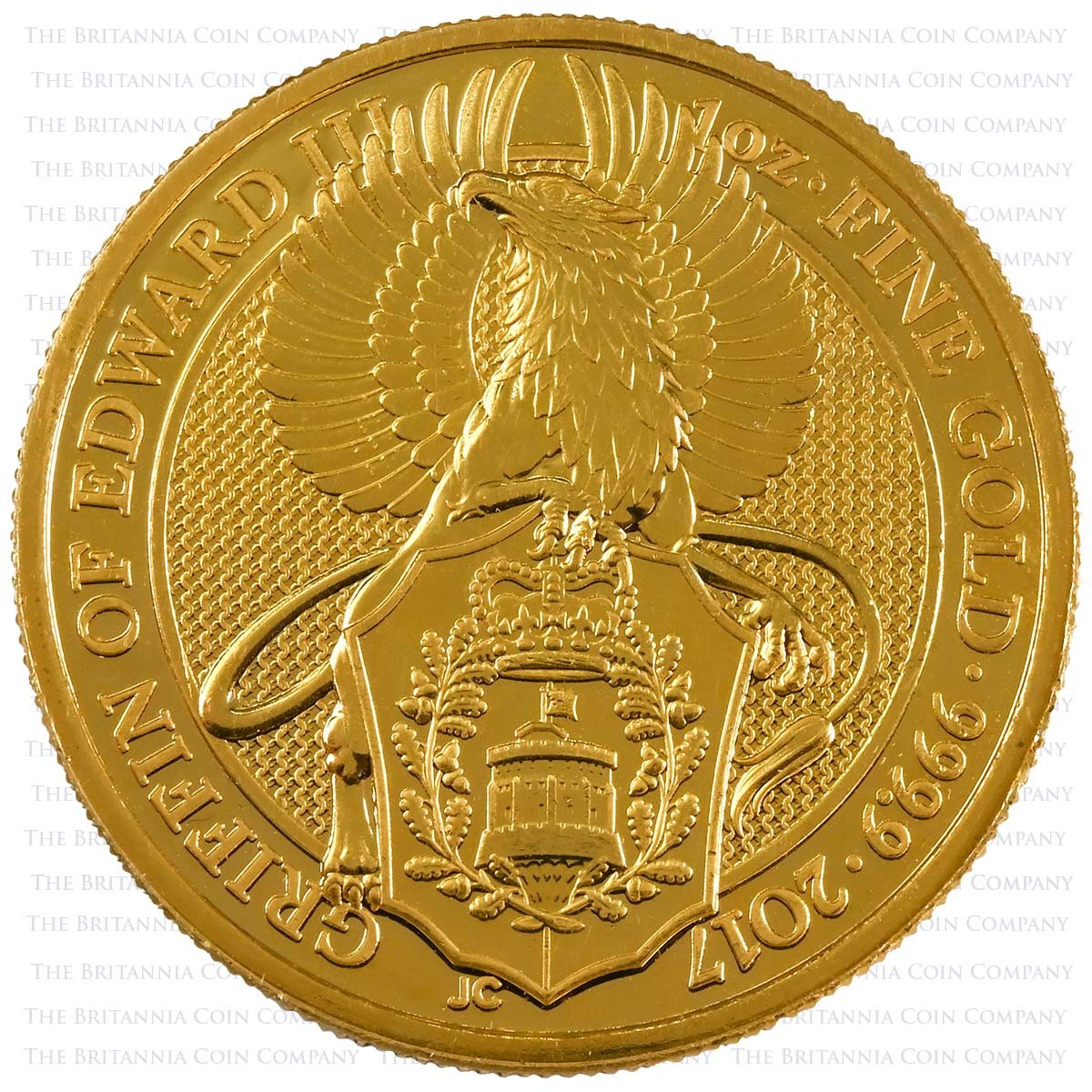 2017 Queen's Beasts Griffin of Edward III 1 Ounce Gold Bullion Reverse