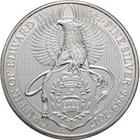 2017 Queens Beasts Griffin Of Edward III Two Ounce Silver Bullion Coin Thumbnail