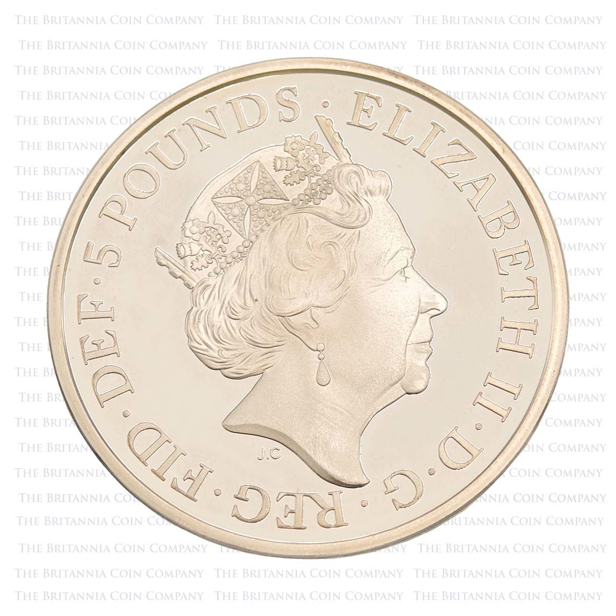 UK17QJPF 2017 Elizabeth II Sapphire Jubilee £5 Crown Piedfort Silver Proof Obverse