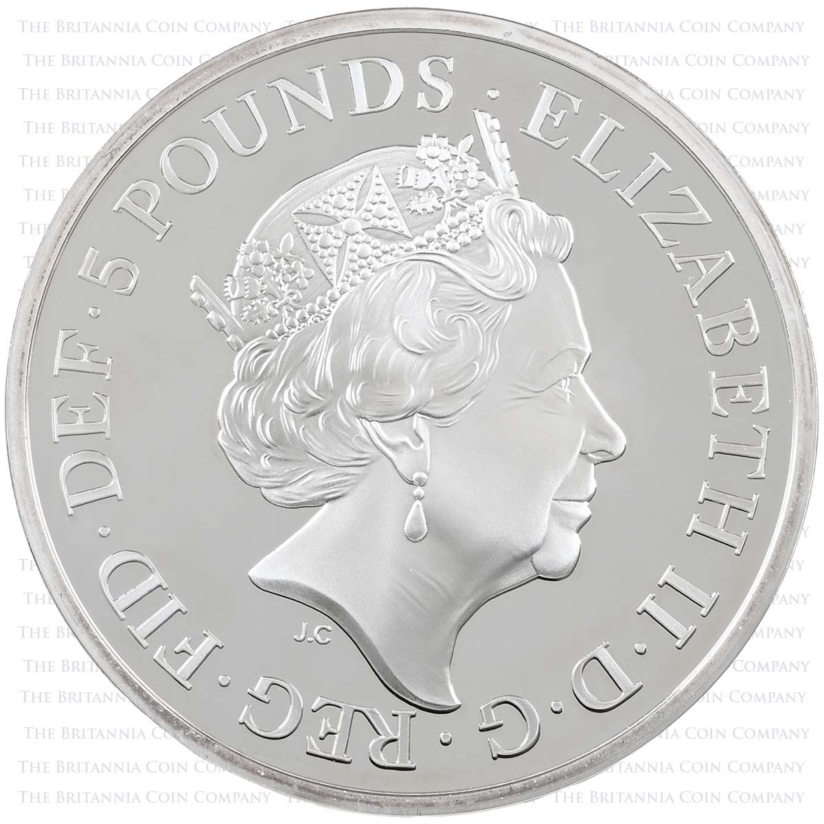 UK17QJSP 2017 Sapphire Jubilee £5 Crown Silver Proof Obverse