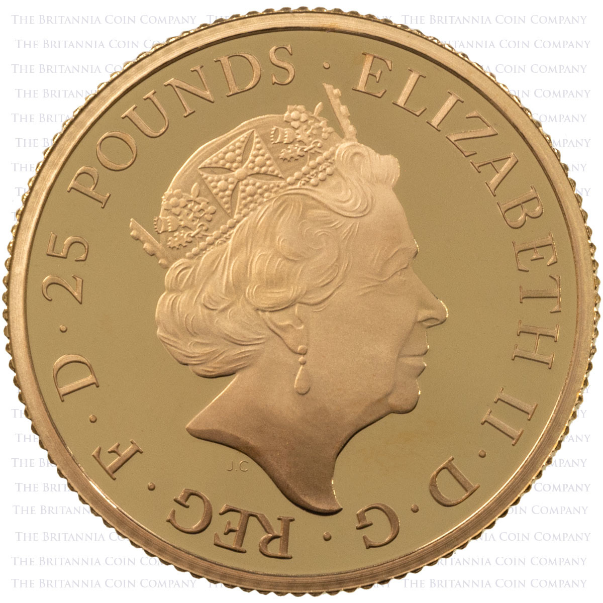 UK17QUQO 2017 Queen's Beasts Unicorn Of Scotland Quarter Ounce Gold Proof Coin Obverse