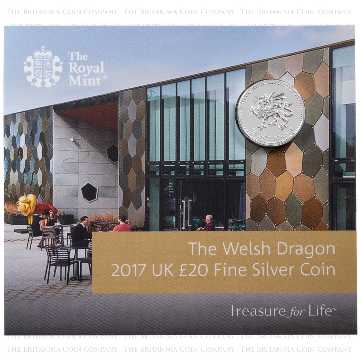 UK17SN20 2017 Welsh Dragon Pride Of Wales Twenty Pound Silver Brilliant Uncirculated Coin In Folder