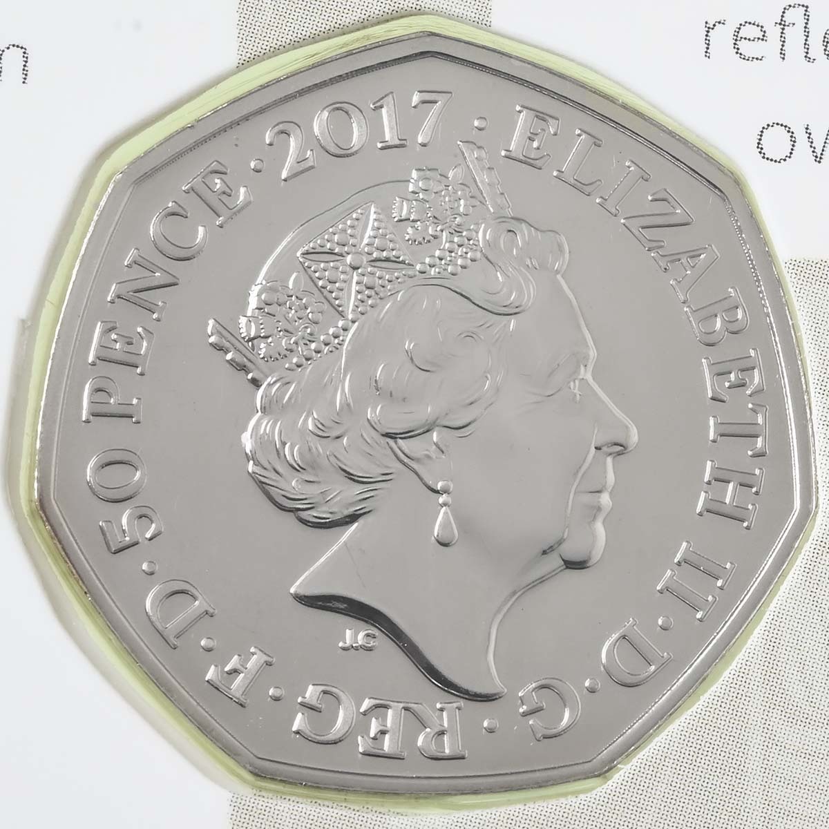 UK17TKBU 2017 Beatrix Potter Tom Kitten Fifty Pence Brilliant Uncirculated Coin In Folder Obverse
