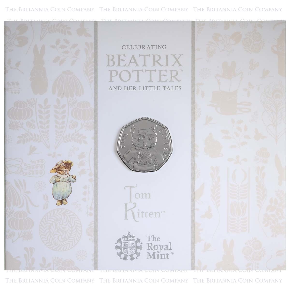 UK17TKBU 2017 Beatrix Potter Tom Kitten Fifty Pence Brilliant Uncirculated Coin In Folder Packaging