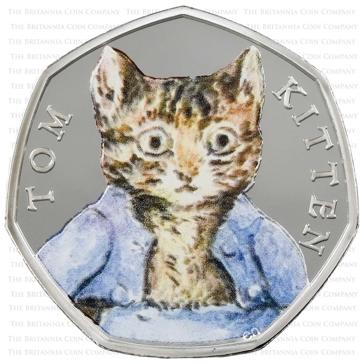 UK17TKSP 2017 Beatrix Potter Tom Kitten Fifty Pence Colour Printed Silver Proof Coin Reverse