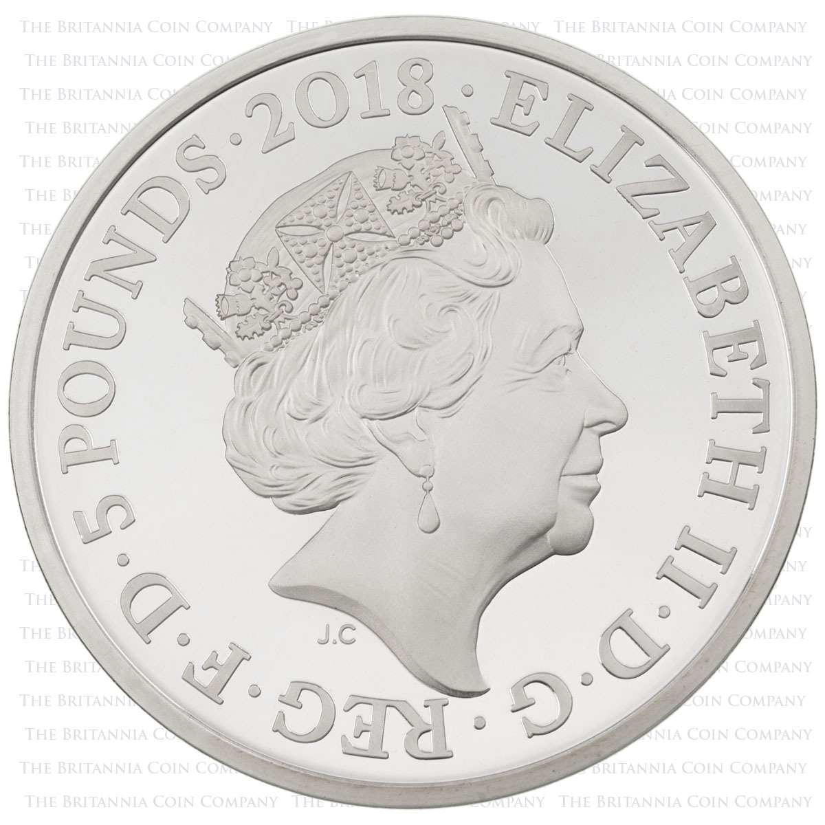 UK1870PF 2018 Prince Charles 70th Birthday Five Pound Piedfort Silver Proof Coin Elizabeth II obverse
