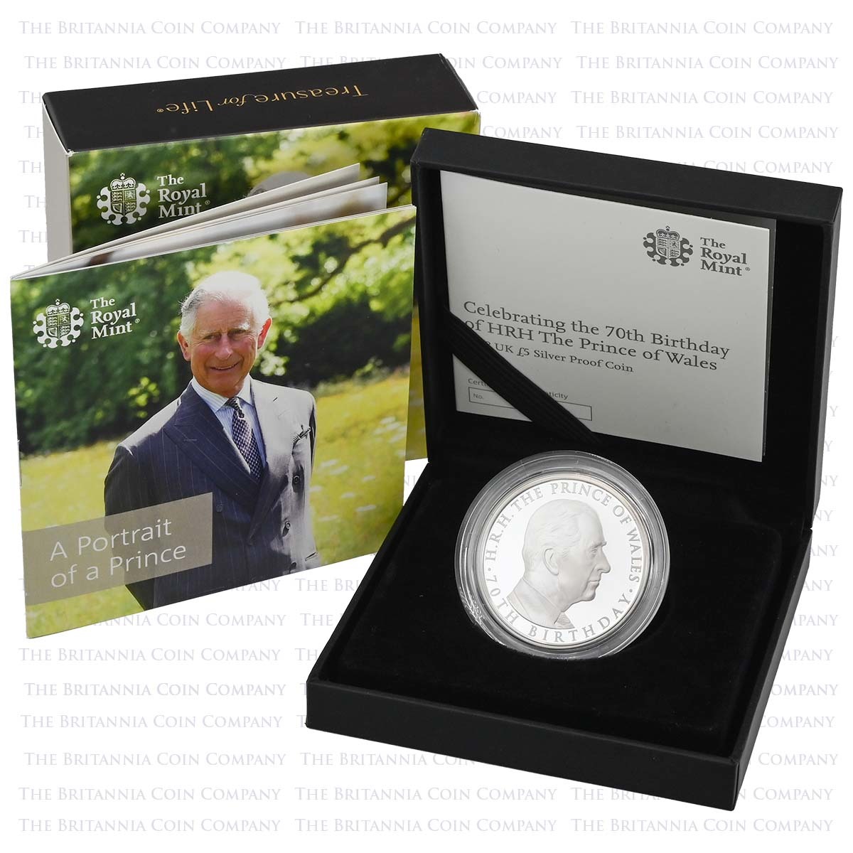 UK1870SP 2018 Prince Charles Prince Of Wales 70th Birthday Five Pound Crown Silver Proof Coin Boxed
