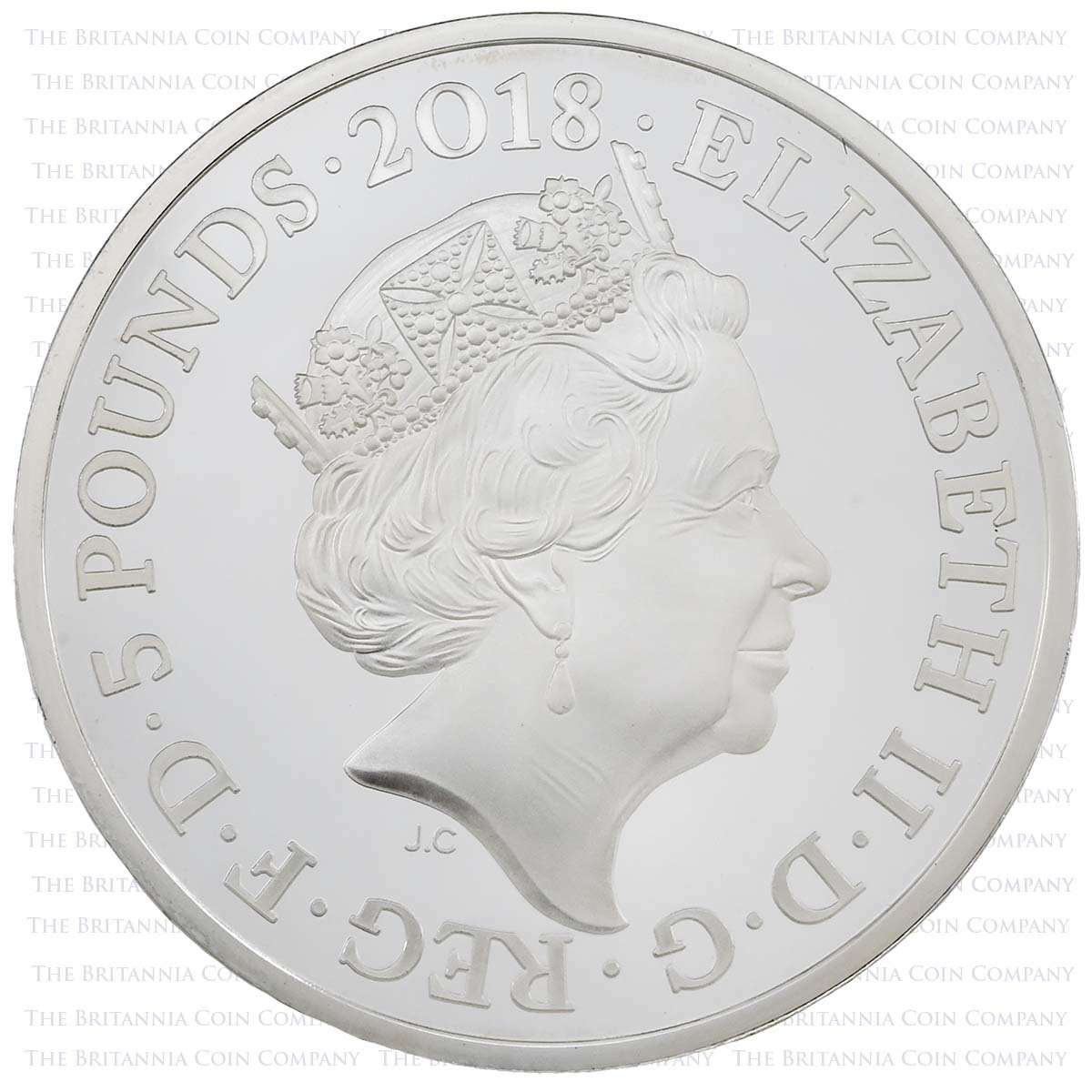 UK1870SP 2018 Prince Charles Prince Of Wales 70th Birthday Five Pound Crown Silver Proof Coin Obverse