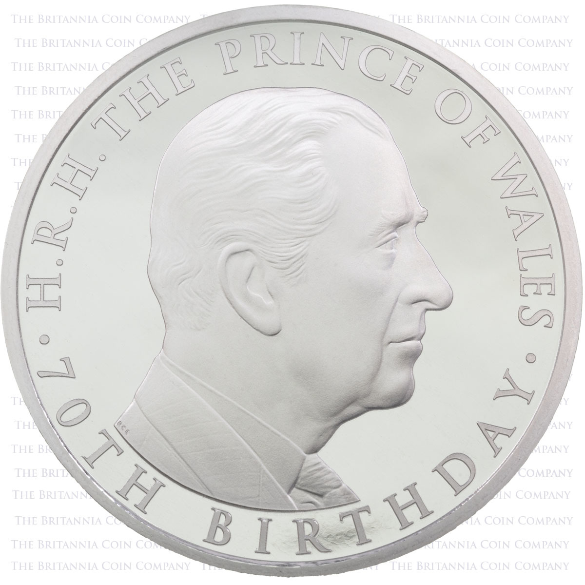 UK1870PL 2018 Charles Prince Of Wales 70th Birthday Five Pound Crown Piedfort Platinum Proof Coin Reverse