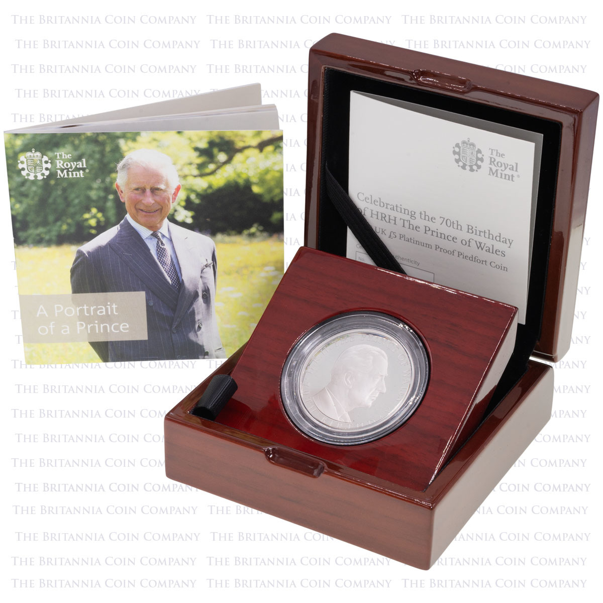UK1870PL 2018 Charles Prince Of Wales 70th Birthday Five Pound Crown Piedfort Platinum Proof Coin Boxed