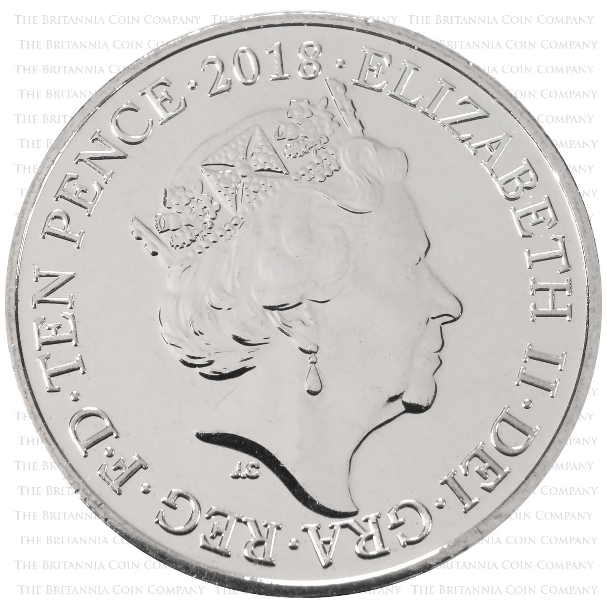 UK18U10 2018 Union Jack Flag Ten Pence Circulated Alphabet A-Z Coin