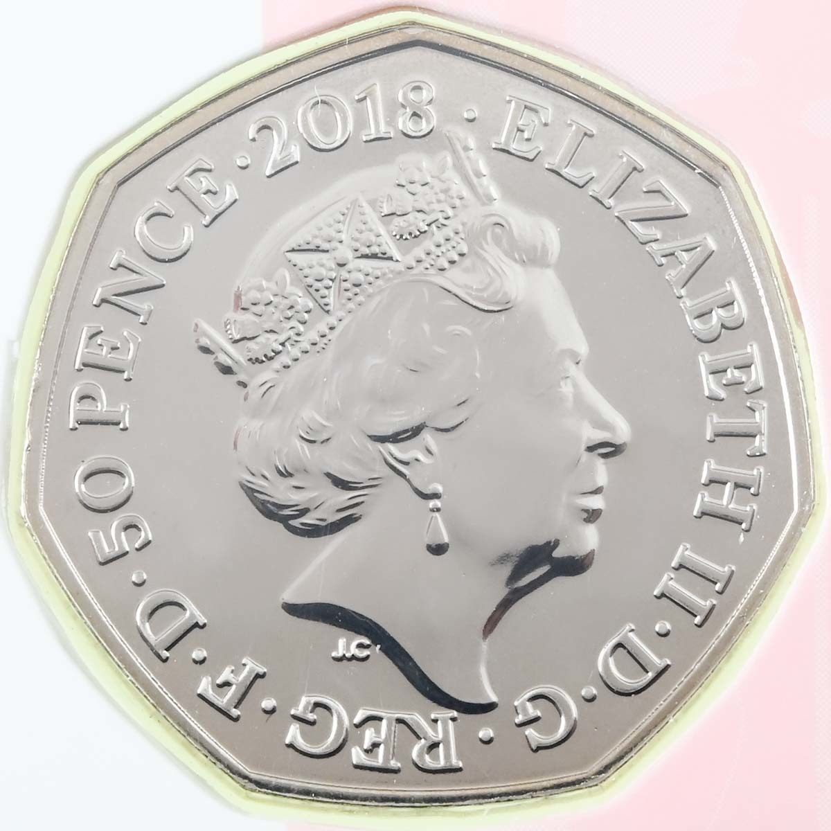 UK18FBBU 2018 Beatrix Potter Flopsy Bunny Fifty Pence Brilliant Uncirculated Coin In Folder Obverse