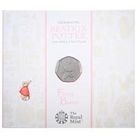 UK18FBBU 2018 Beatrix Potter Flopsy Bunny Fifty Pence Brilliant Uncirculated Coin In Folder Thumbnail