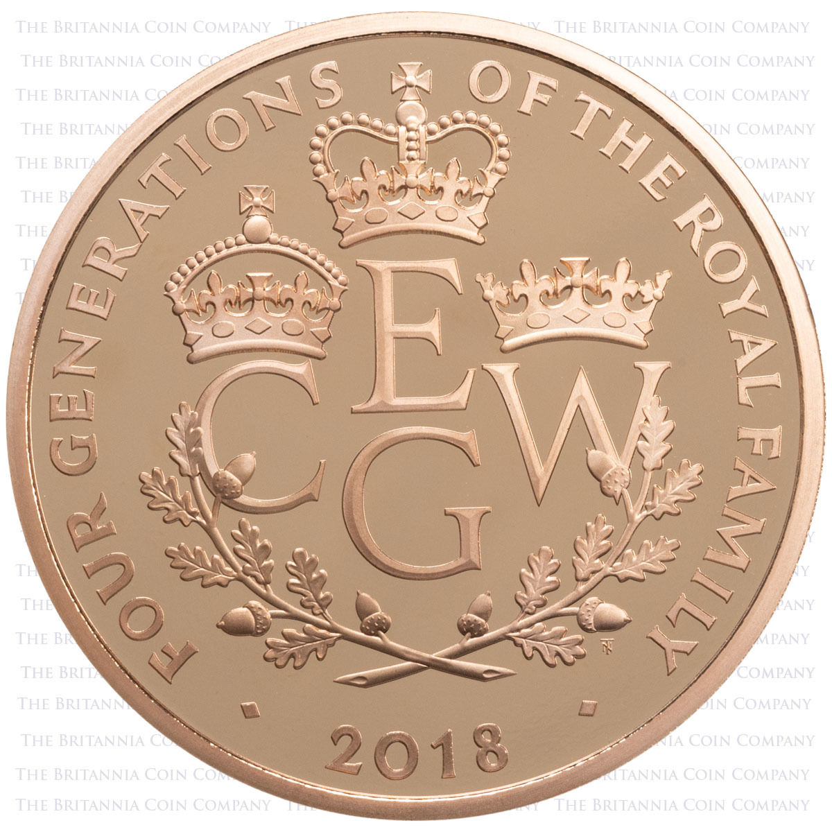 2018 Four Generations Of Royalty Five Pound Crown Gold Proof Coin Reverse