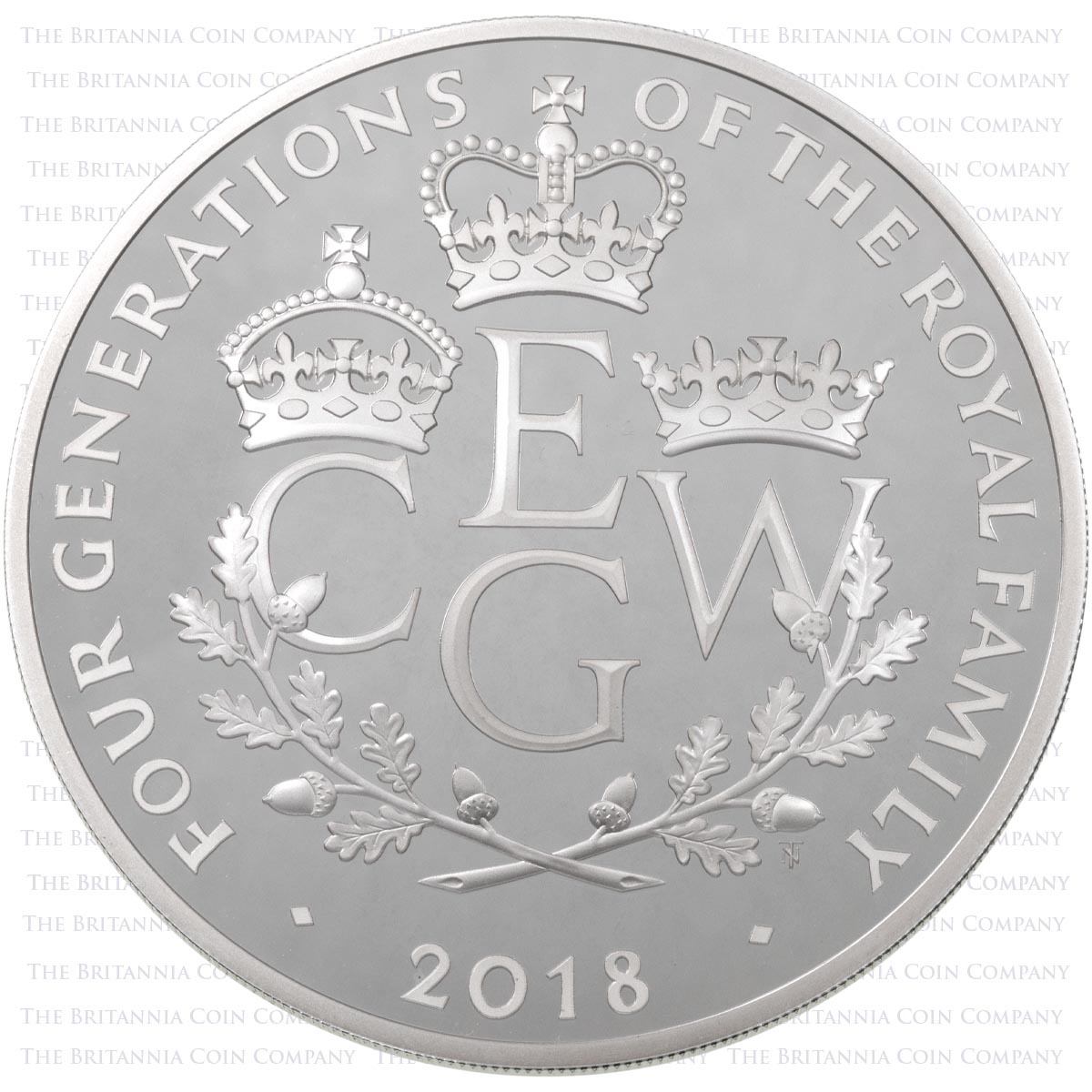 UK18FGS5 2018 Four Generations Of Royalty Five Ounce Silver Proof Coin Reverse