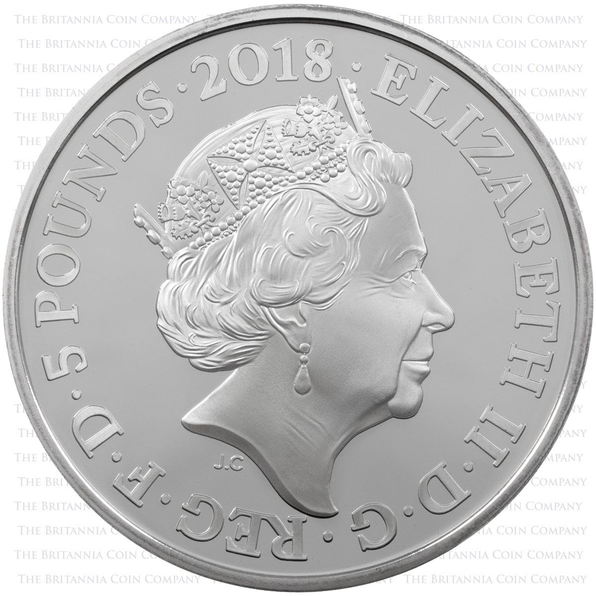 UK18LFSP 2018 Lest We Forget Five Pound Silver Proof First World War Coin obverse