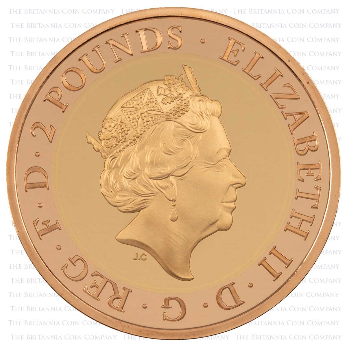 UK18LTGP 2018 F-35 Lightning II Two Pound Gold Proof RAF Centenary Coin Obverse