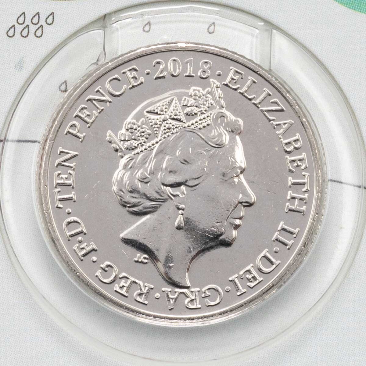 UK18MURN 2018 M For Mackintosh Ten Pence Great British Coin Hunt Coin obverse design